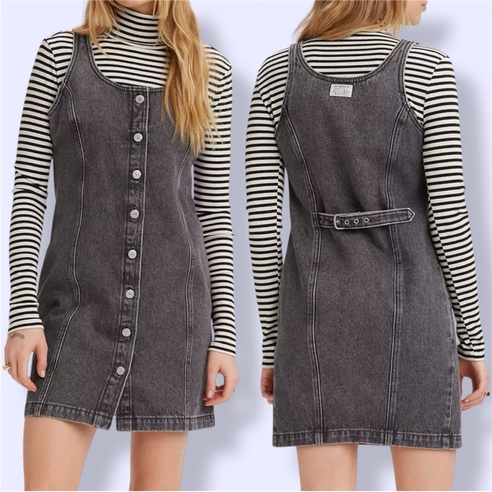 Levi's Medium Charcoal Denim Button-Front Dress NWT